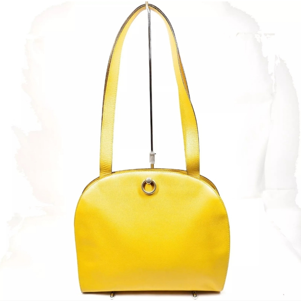 CELINE SHOULDER BAG YELLOW LEATHER